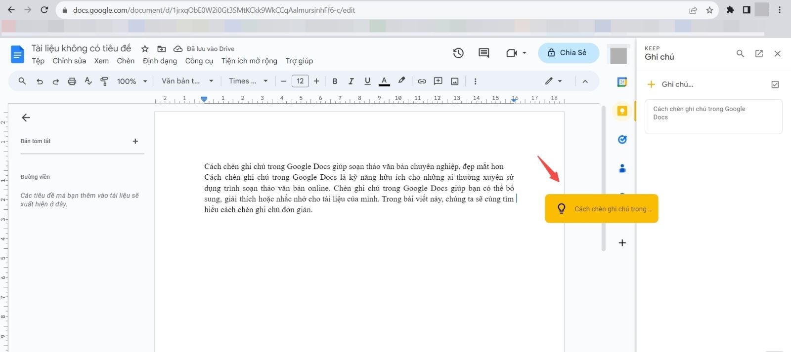 chèn ghi chú trong Google Docs (ảnh 12)