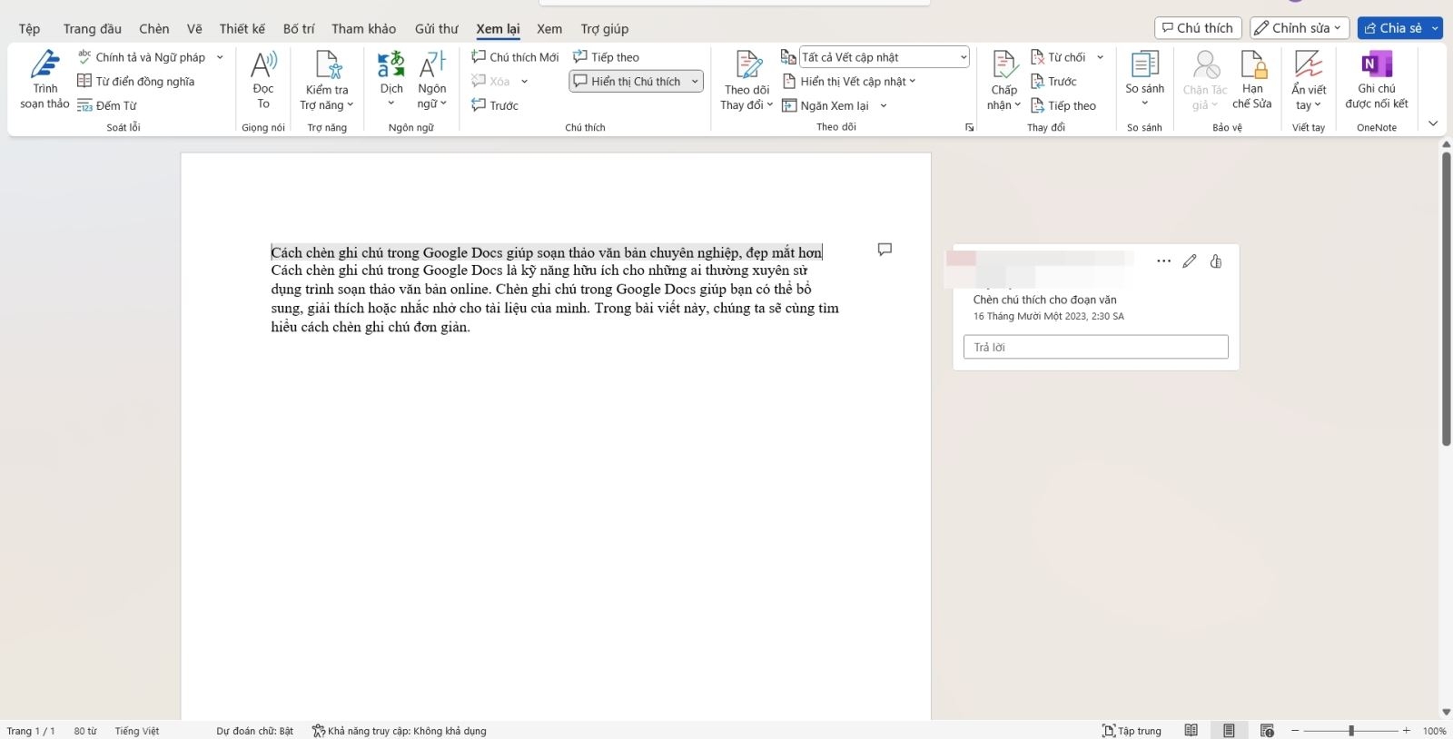 chèn ghi chú trong Google Docs (ảnh 15)