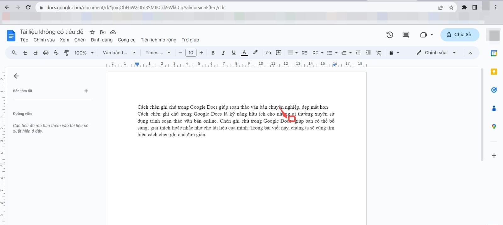 chèn ghi chú trong Google Docs (ảnh 5)