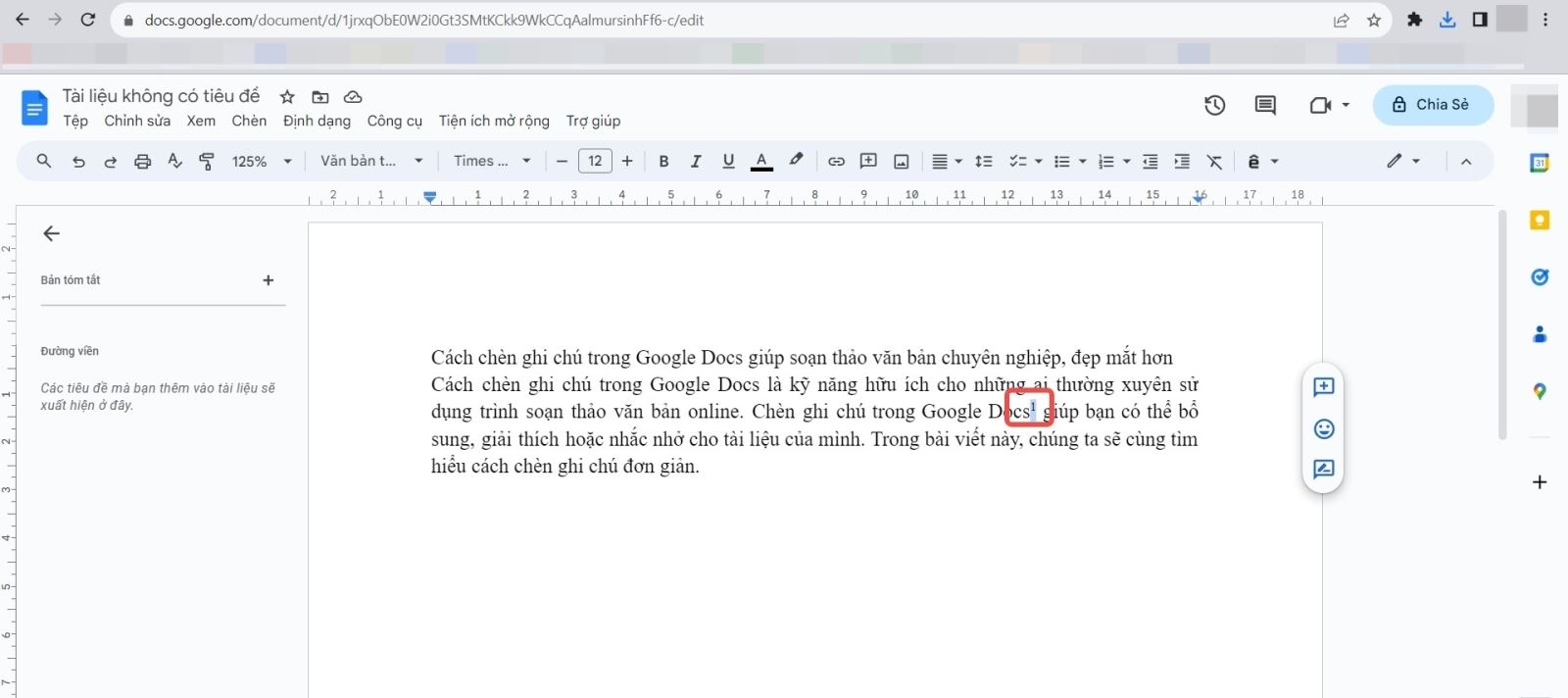 chèn ghi chú trong Google Docs (ảnh 7)
