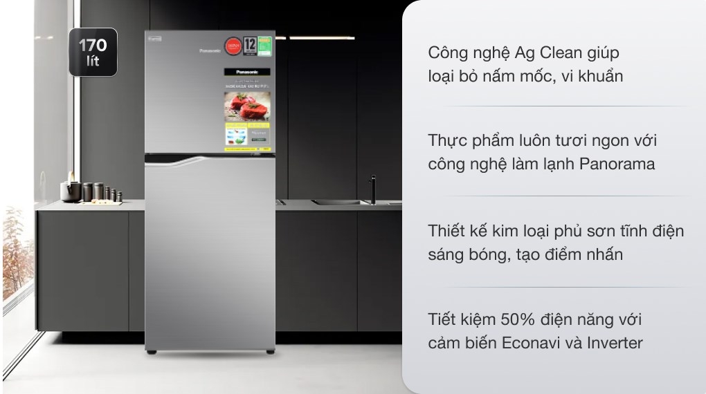 Review tủ lạnh Panasonic Inverter 170 lít NR-BA190PPVN mới nhất 2023