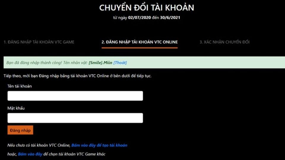 Đăng nhập tài khoản VTC Online