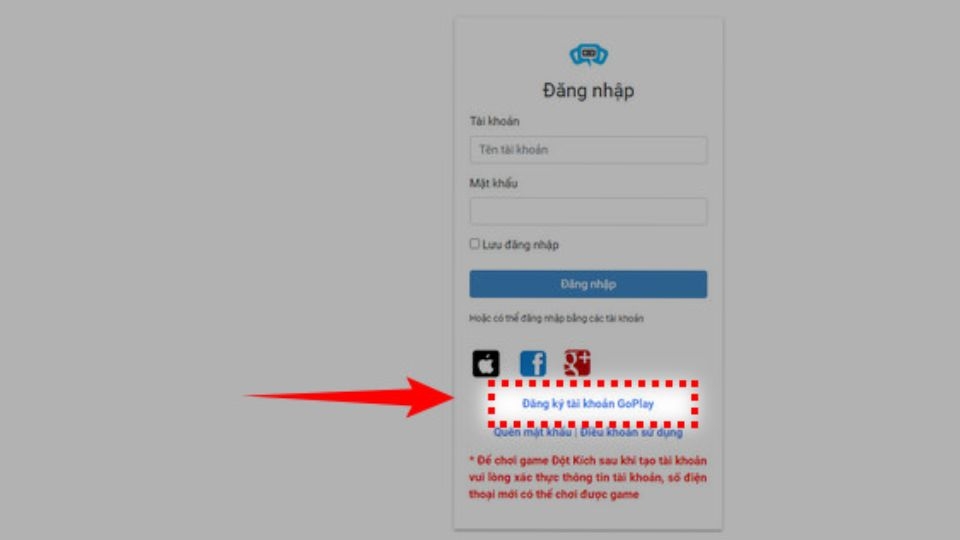 Đăng ký tài khoản GoPlay