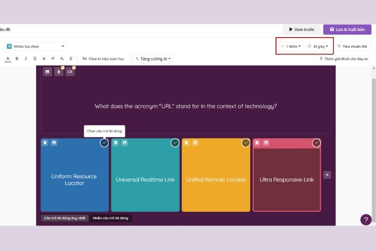 tạo câu hỏi quizizz