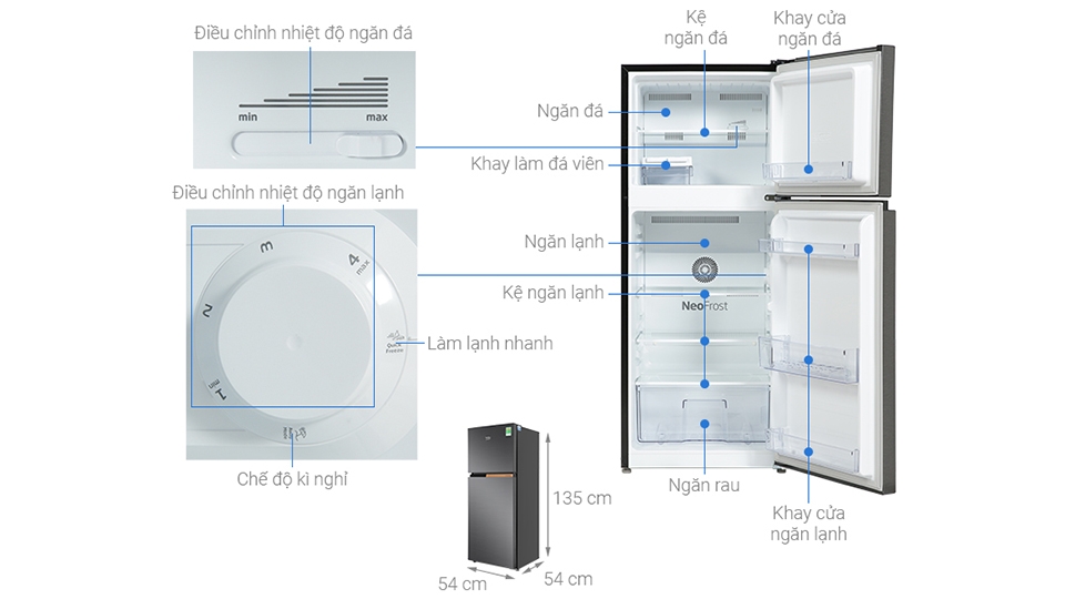 Tủ lạnh Beko ngăn đá trên
