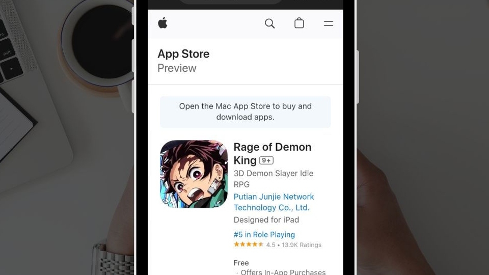 Vào Appstore và tìm game