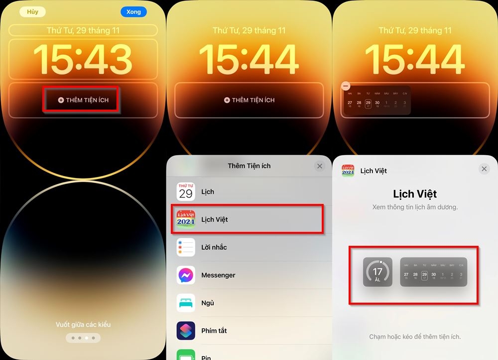 Cách xem lịch âm ngoài màn hình khóa iPhone 3