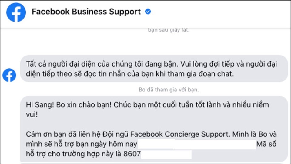 Chat trực tiếp cùng đội ngũ hỗ trợ Facebook