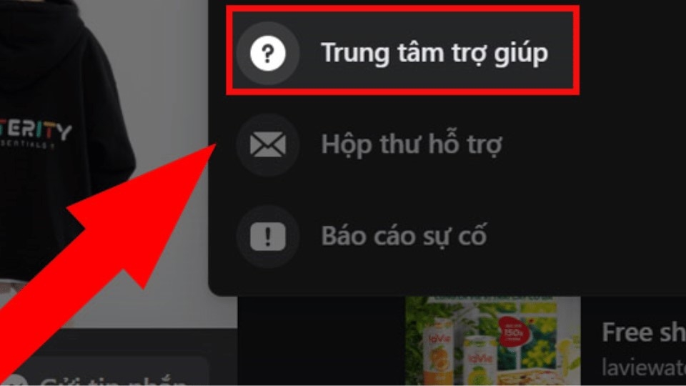Bấm vào “Trung tâm trợ giúp”.