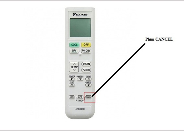 Tiếp tục bấm nút Cancel cho đến khi máy lạnh phát ra tiếng “bíp”