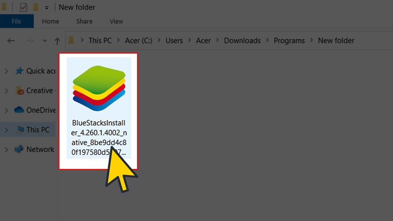 Mở trình cài đặt BlueStacks