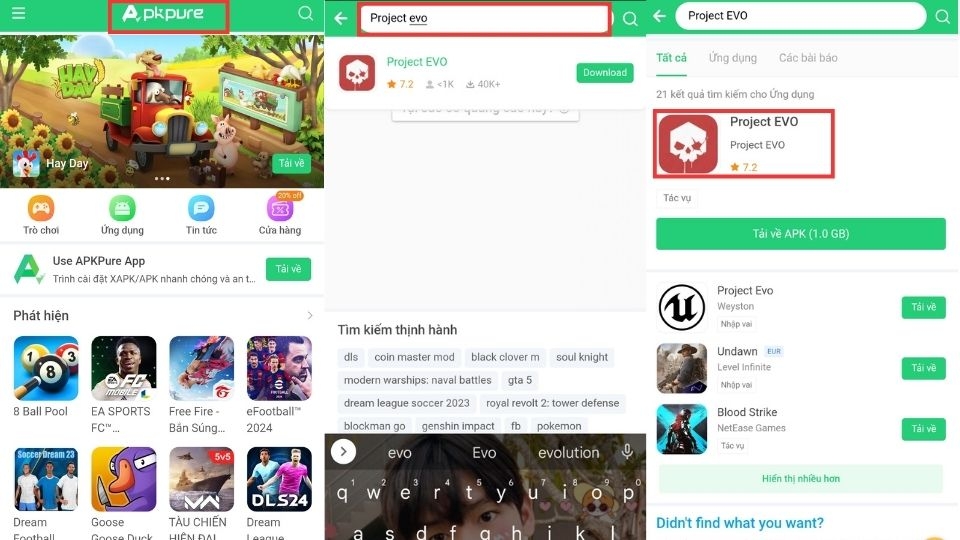 Tải Project Evo bằng các tải file APK