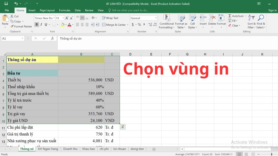 Bôi vùng dữ liệu