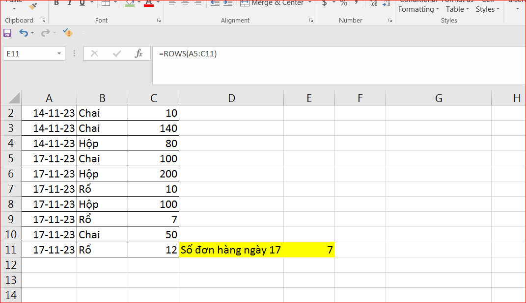 Hướng dẫn sử dụng hàm ROWS trong Excel đơn giản và dễ hiểu 3