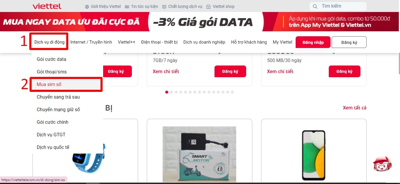 Thực hiện thao tác dễ dàng để mua SIM 0961