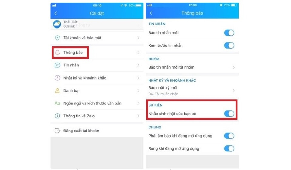 Bật tính năng nhắc sinh nhật của bạn bè