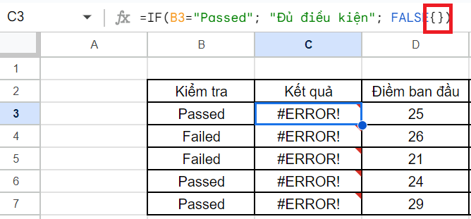 Cách sử dụng hàm FALSE trong Google Sheets (10)