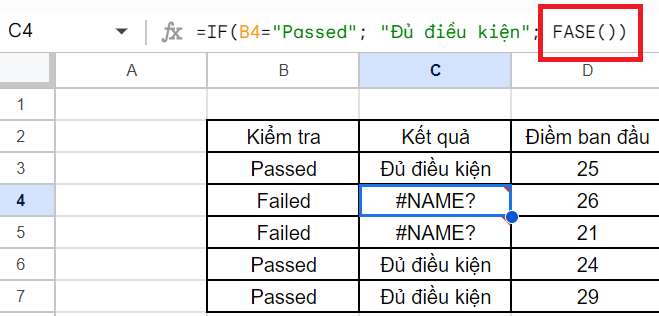 Cách sử dụng hàm FALSE trong Google Sheets (9)