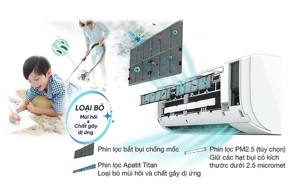Phin lọc thông minh giúp máy lạnh Daikin mang lại không khí trong lành bảo vệ gia đình bạn