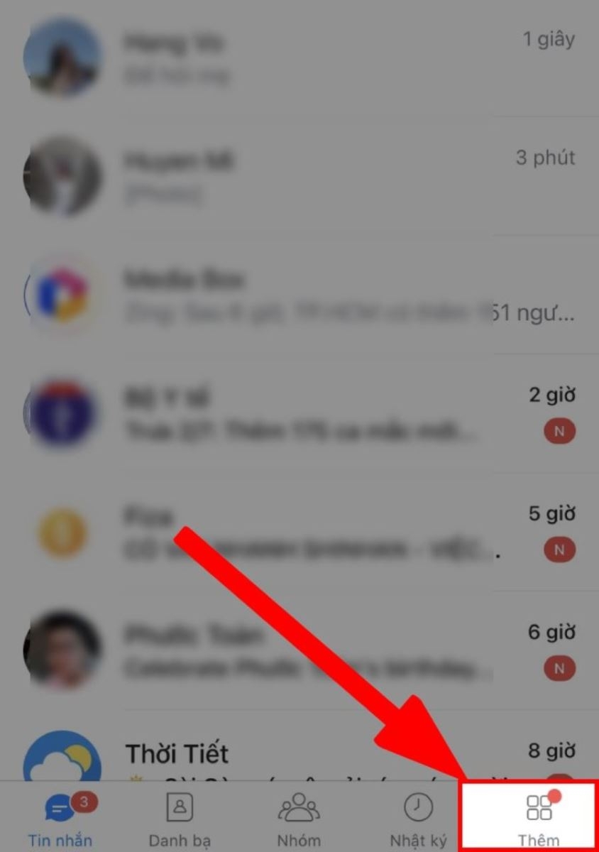 Nhấn vào mục Thêm ở phía dưới cùng bên phải màn hình