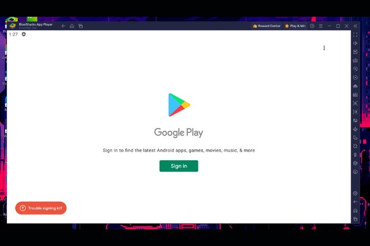 sign in bluestacks