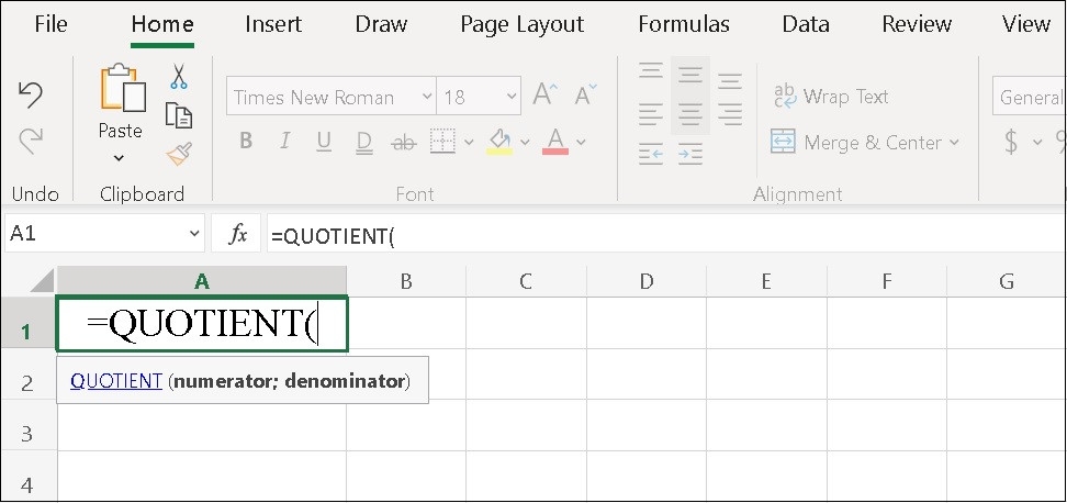 Hướng dẫn sử dụng hàm QUOTIENT trong Excel chia lấy phần nguyên 2