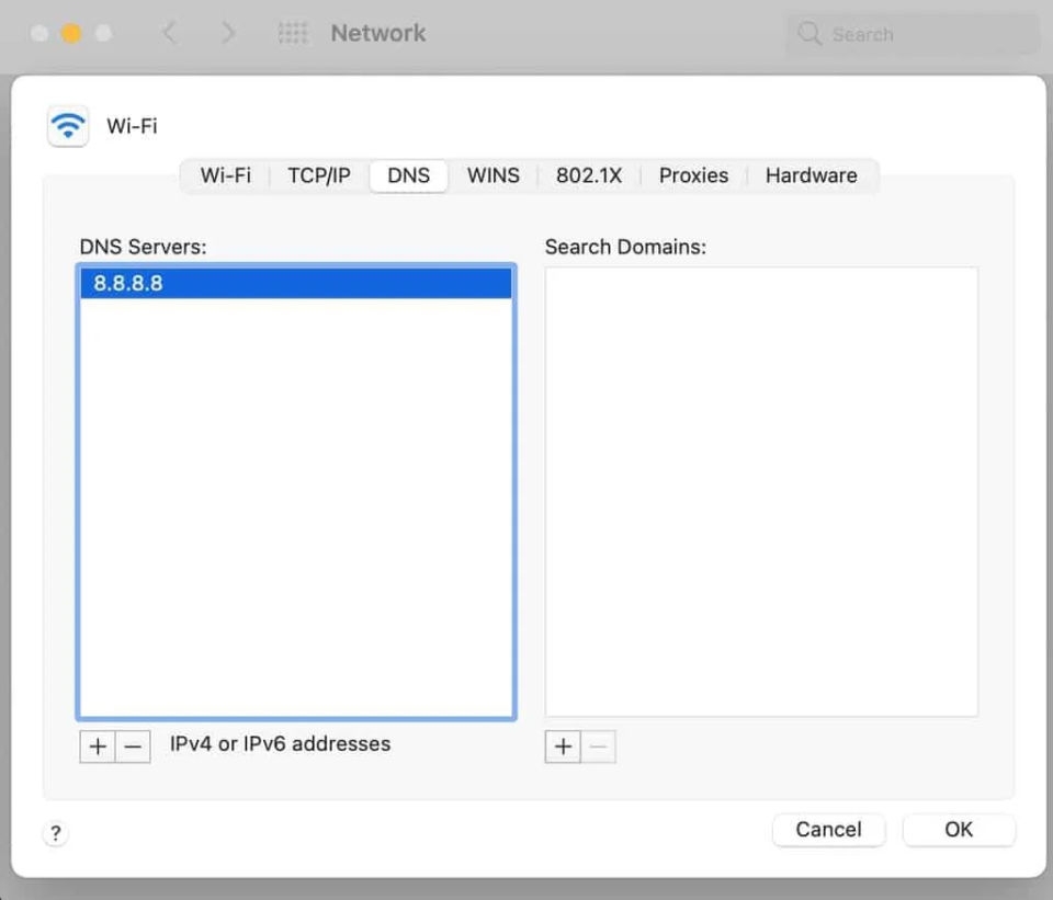 Thay đổi địa chỉ DNS đối với macOS