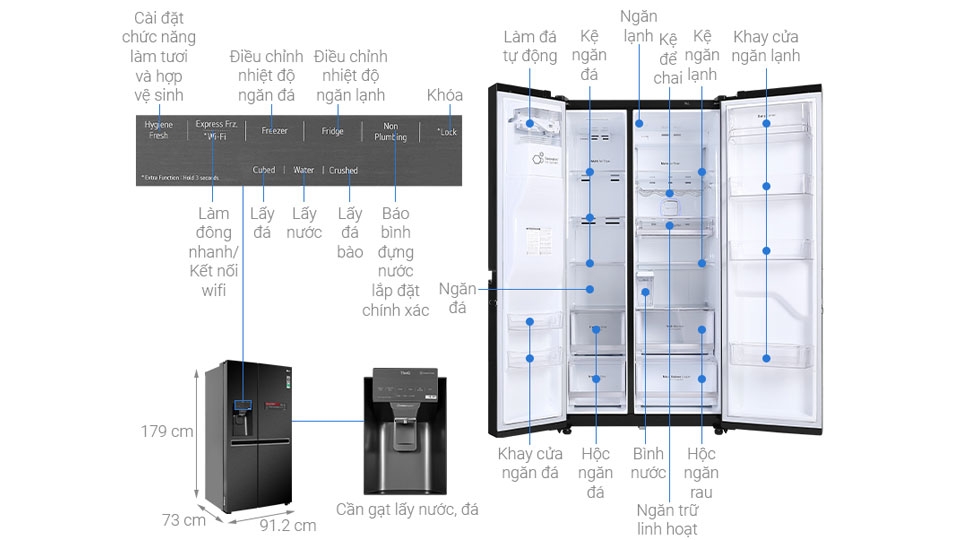 Tủ lạnh SBS LG Inverter 601 lít GR-D247MC