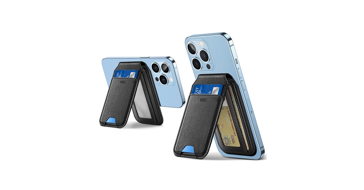 Ví chất liệu da được thiết kế như giá đỡ cho iPhone bằng công nghệ từ tính