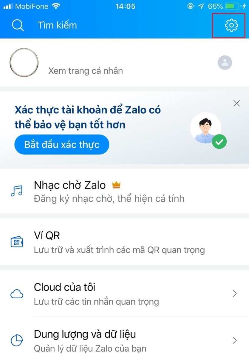 Nhấn vào biểu tượng răng cưa ở góc phải màn hình