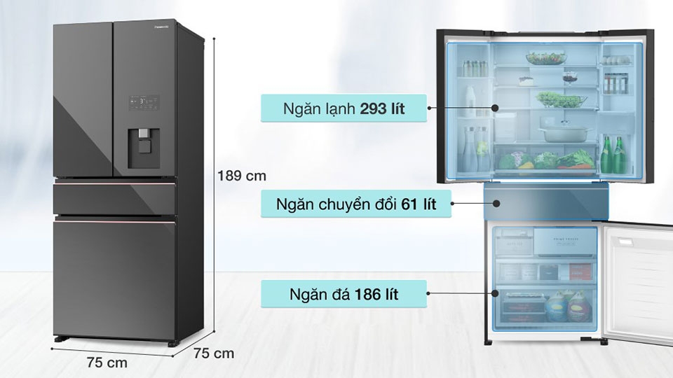 Dung tích tủ lạnh lớn đảm bảo cho nhu cầu cho gia đình