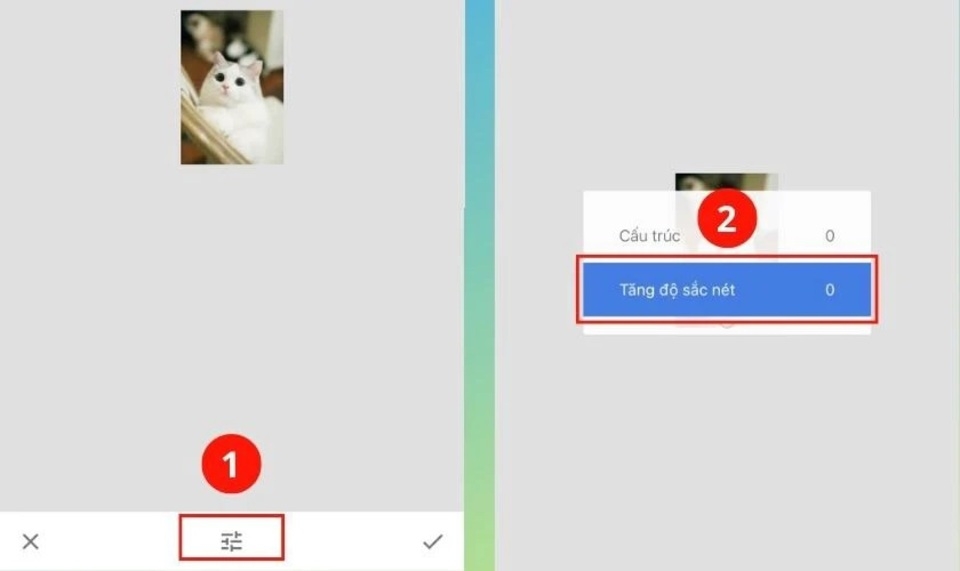 Nhấn chọn “Tăng độ sắt nét”.