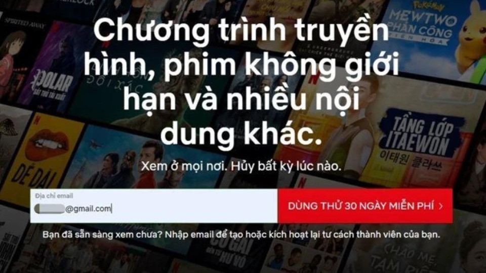 Truy cập vào trang web Netflix và chọn "DÙNG THỬ 30 NGÀY MIỄN PHÍ".