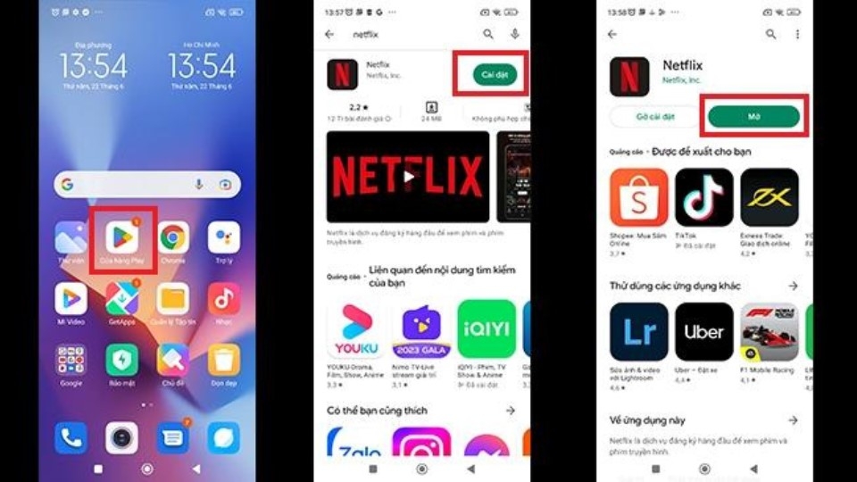 Tải xuống ứng dụng Netflix cho điện thoại Android từ CH Play hoặc Google Play Store.