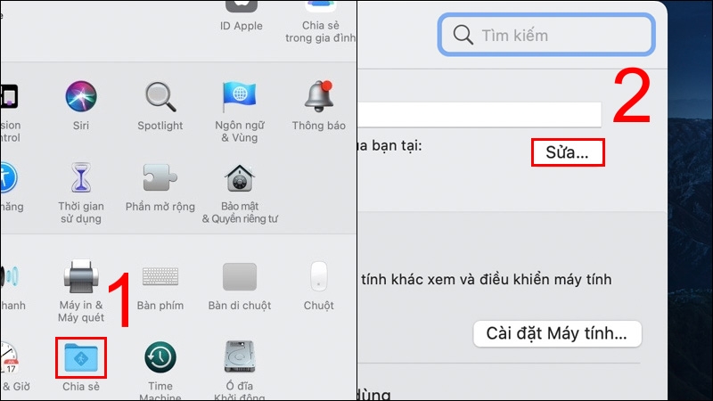 Tiếp tục vào mục Chia sẻ, chọn mục Sửa