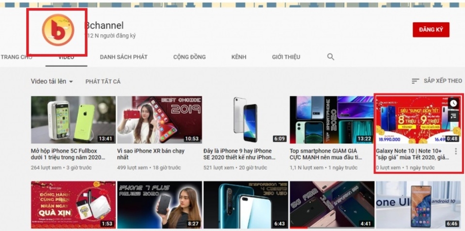 Kích thước ảnh đại diện Youtube