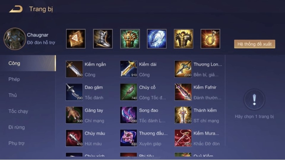 Trang bị dành cho Chaugnar