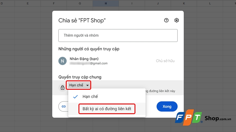 Cách chia sẻ link Google Sheet - hình 4