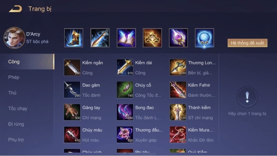Cách lên đồ cho D'Arcy