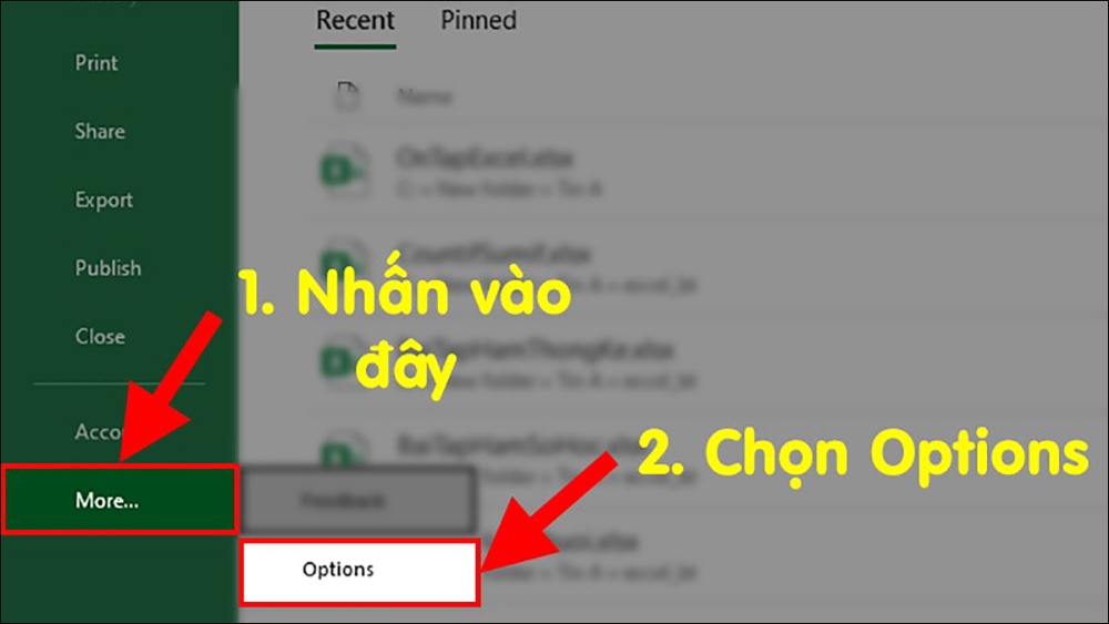 Chọn vào mục Options