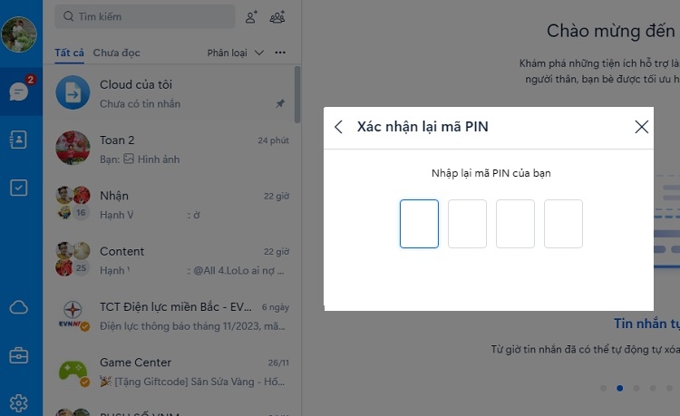 Nhập lại mã PIN