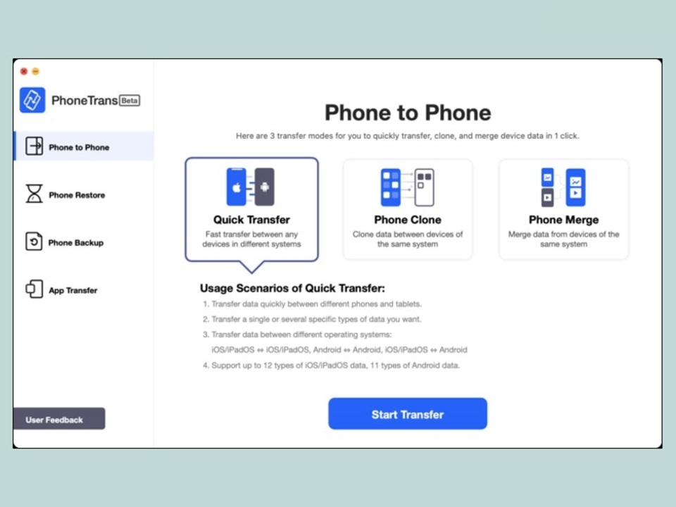 Nhấn chọn “Quick Transfer”