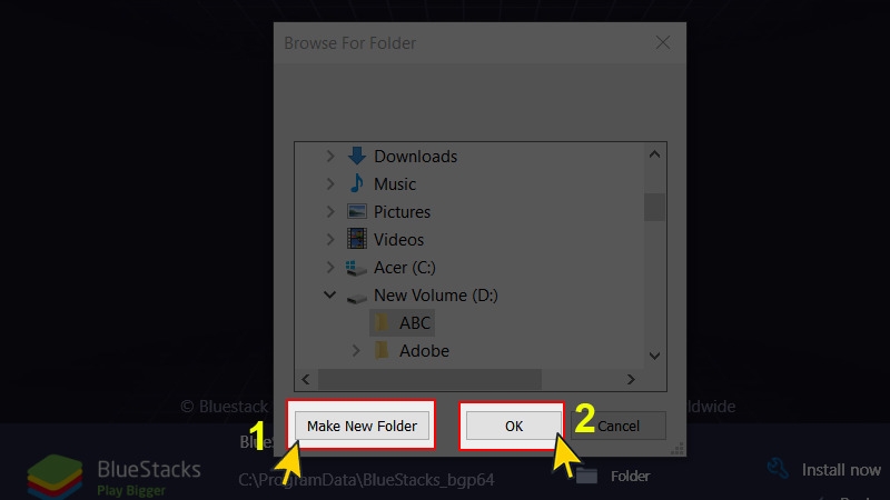 Chọn Make New Folder