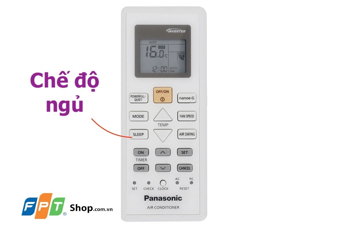 Remote máy lạnh Panasonic với nút Sleep