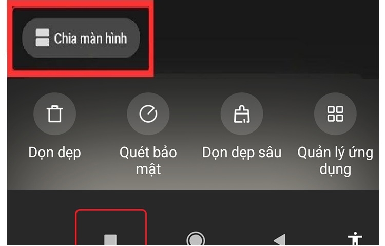 Chọn tính năng Chia màn hình
