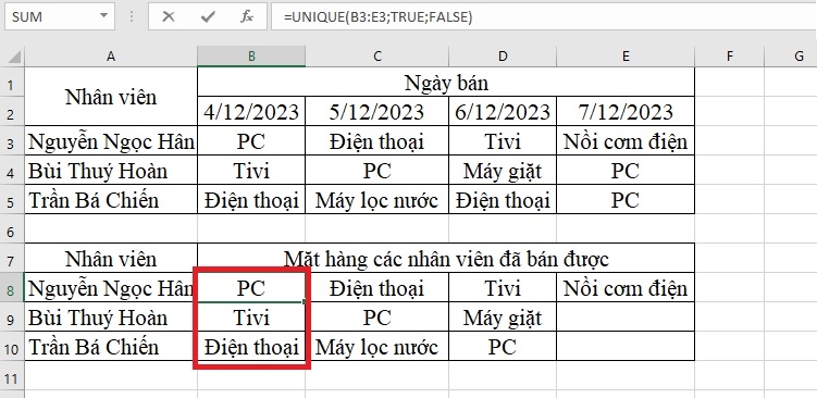 Kéo chuột từ ô nhập công thức xuống các dòng còn lại trong bảng tính