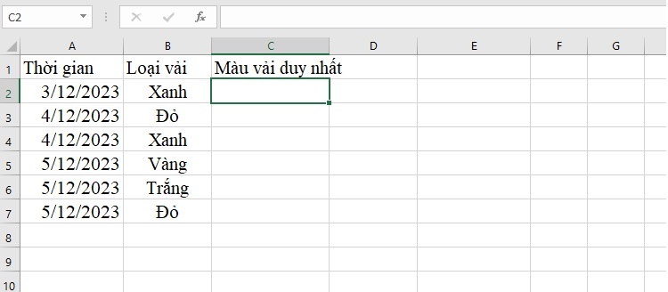Ví dụ lọc ra màu vải duy nhất