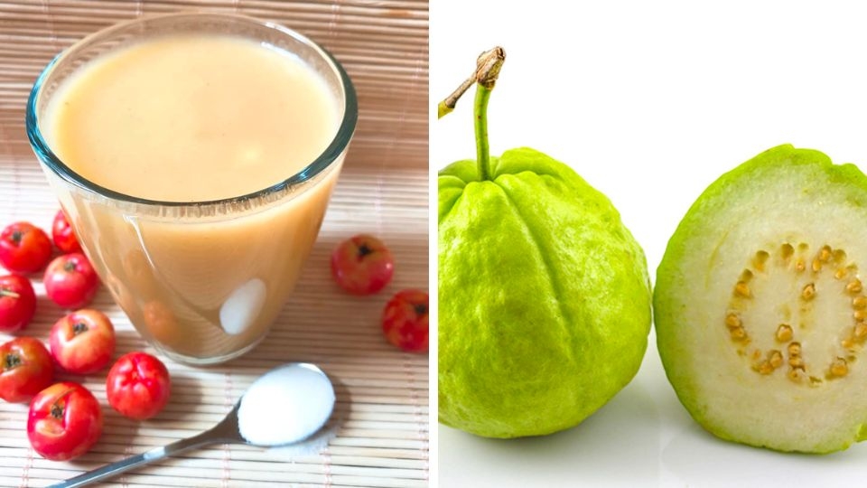 nước ép sơ ri và ổi