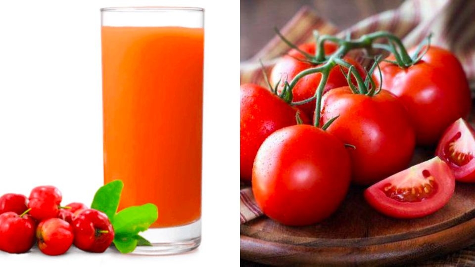 nước ép sơ ri và cà chua