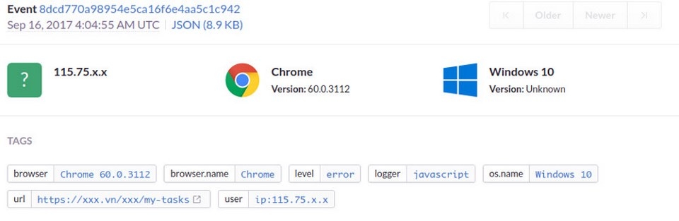 Theo dõi ứng dụng để đăng nhập thông tin